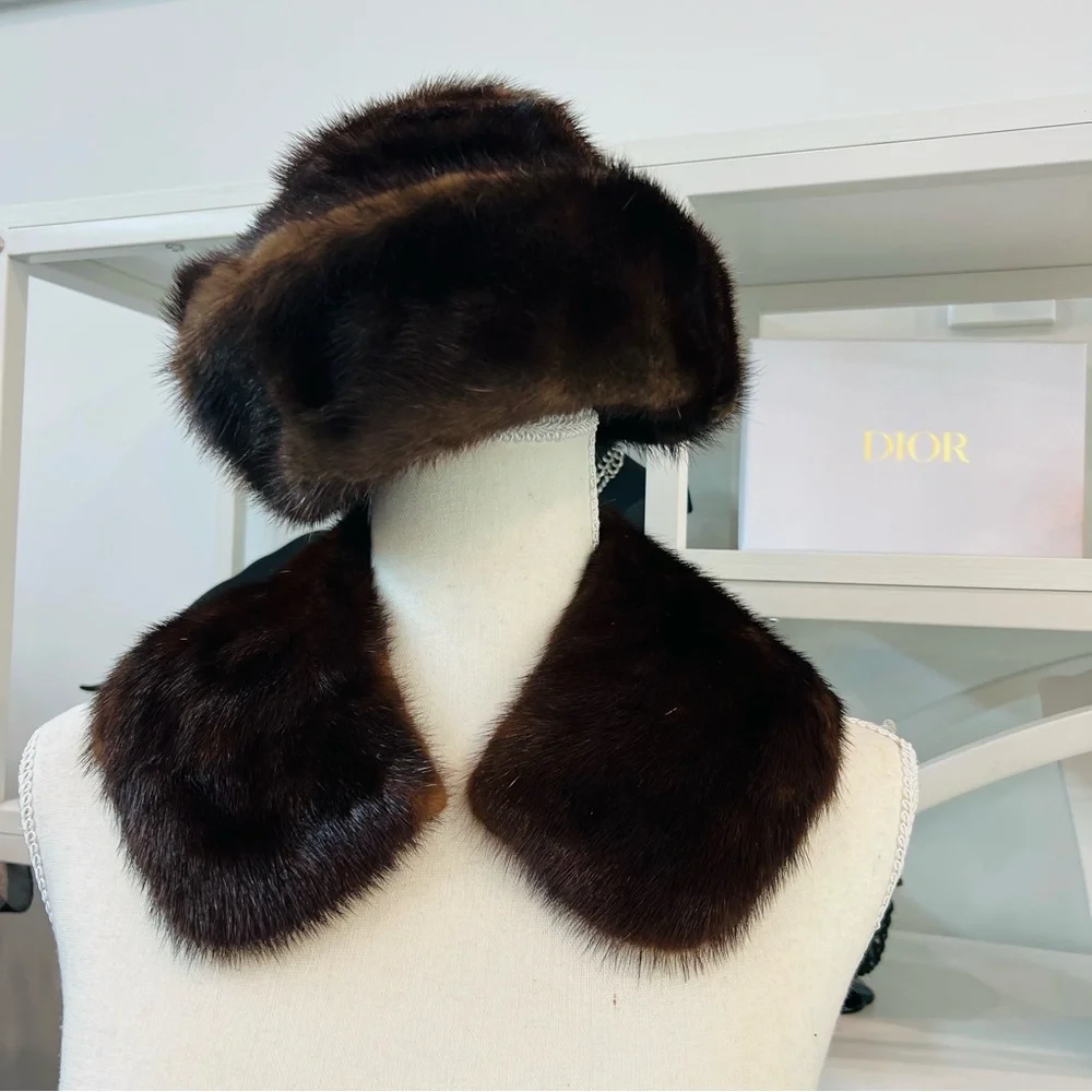 Vintage Genuine Mink Fur Hat and Collar - Picture 5 of 12